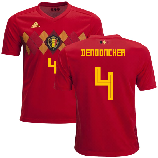Belgium #4 Dendoncker Home Kid Soccer Country Jersey - Click Image to Close